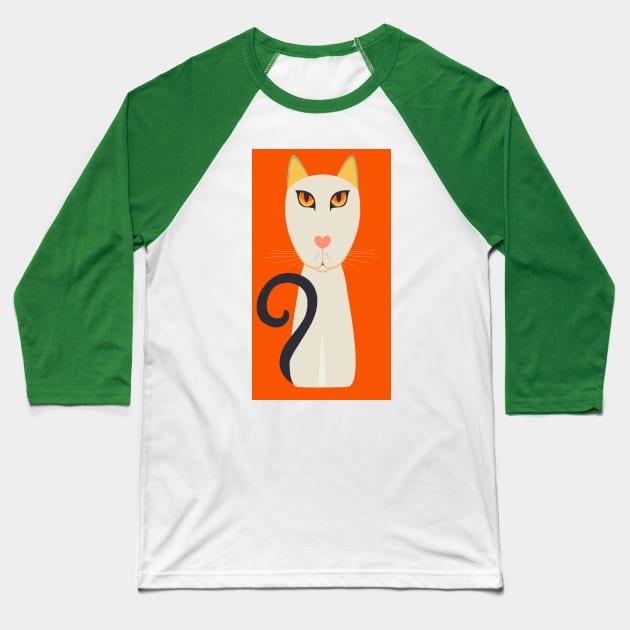 CAT WITH QUESTION MARK TAIL #2 Baseball T-Shirt by JeanGregoryEvans1